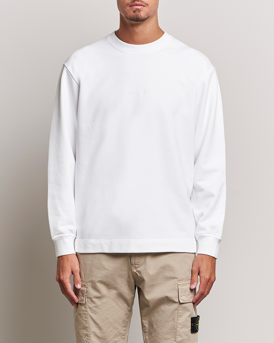 Herren | Stone Island | Stone Island | Garment Dyed Fleece Logo Sweatshirt White