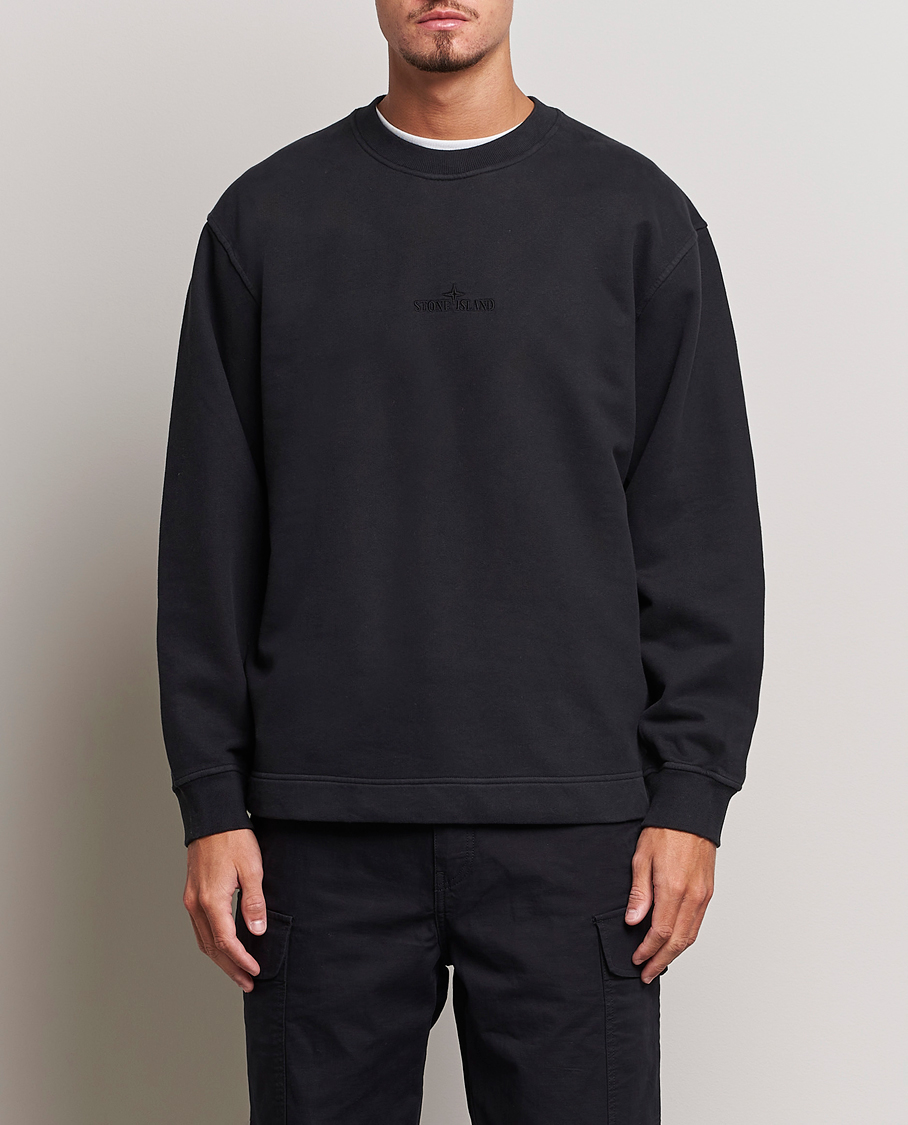 Herren | Pullover | Stone Island | Garment Dyed Fleece Logo Sweatshirt Black
