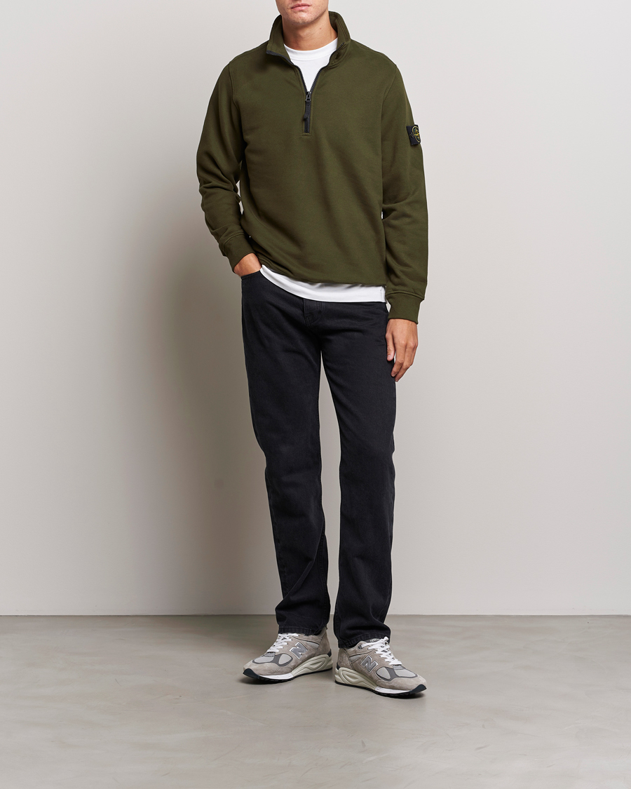 Herren | Pullover | Stone Island | Garment Dyed Fleece Half Zip Olive