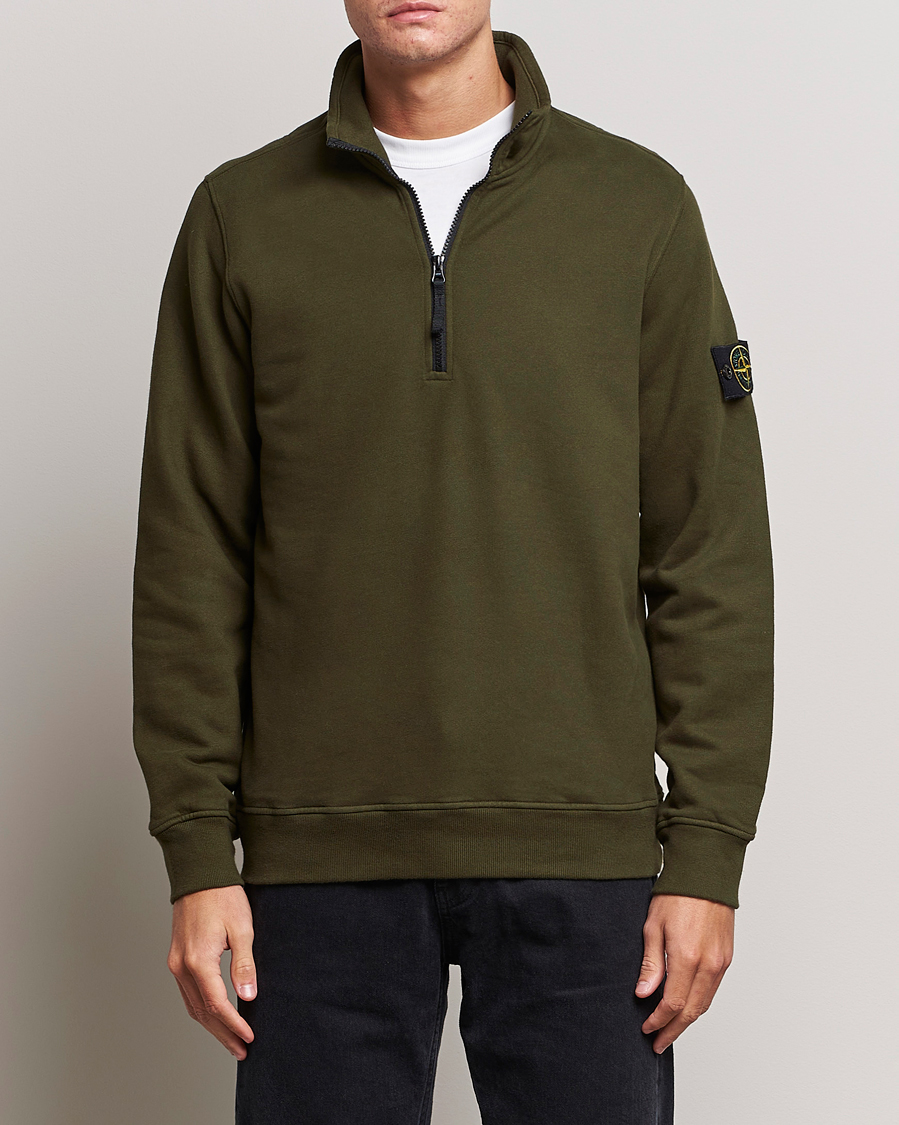 Herren | Pullover | Stone Island | Garment Dyed Fleece Half Zip Olive