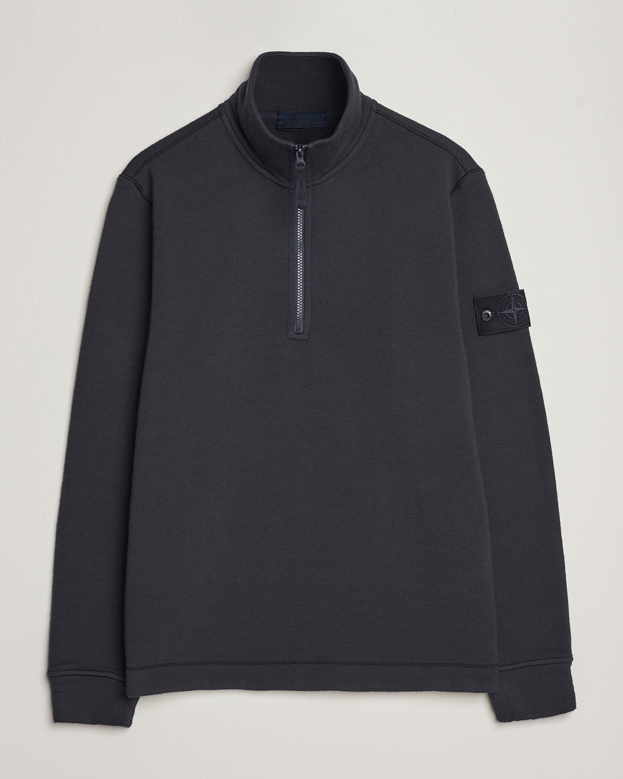 Herren | Pullover | Stone Island | Ghost Piece Wool Fleece Half Zip Navy Blue