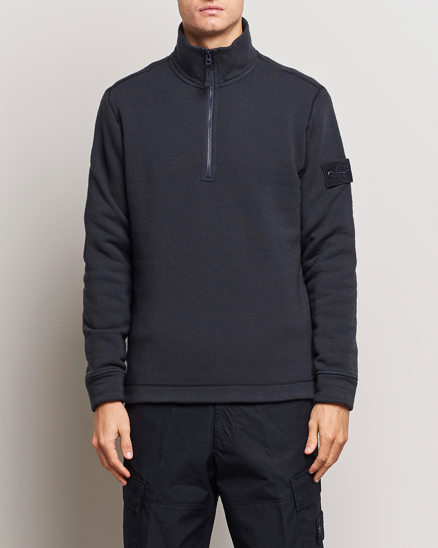 STONE ISLAND Ghost Half Zip Collared Sweat 'Black' 7615629F3