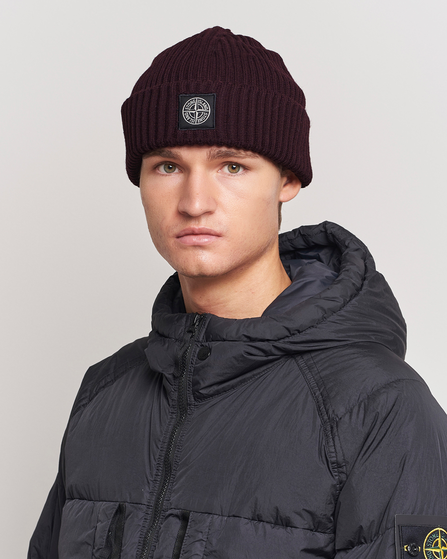 Herren |  | Stone Island | Full Rib Wool Beanie Dark Burgundy