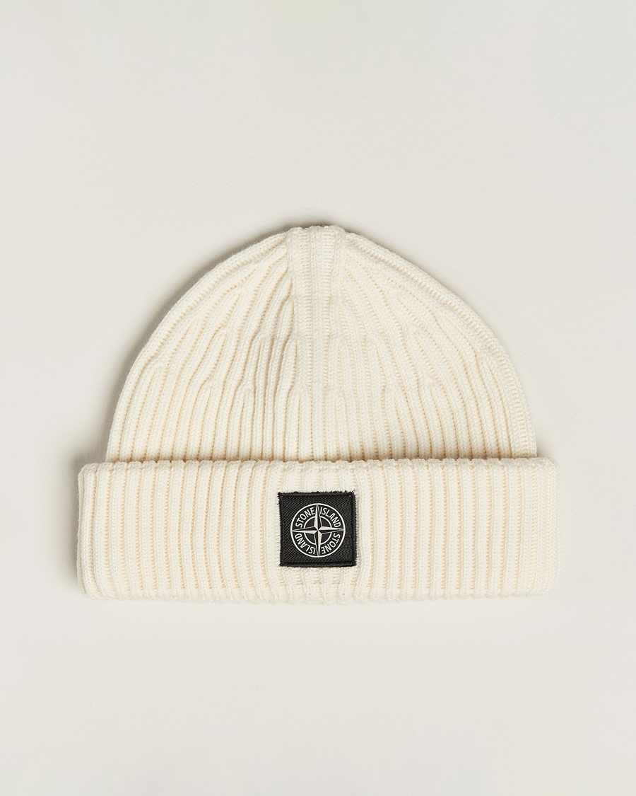 Herren | Stone Island Full Rib Wool Beanie Natural | Stone Island | Full Rib Wool Beanie Natural