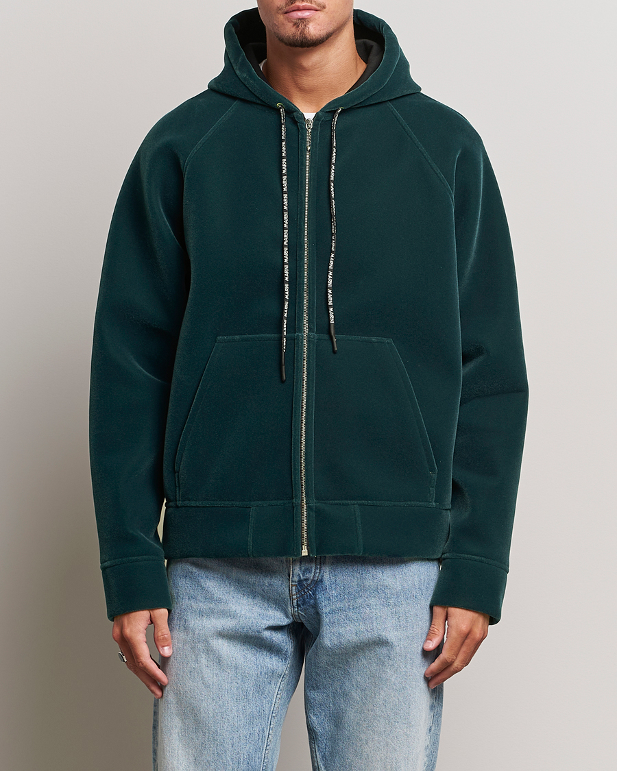 Herren |  | Marni | Sponge Flock Full Zip Hoodie Spherical Green
