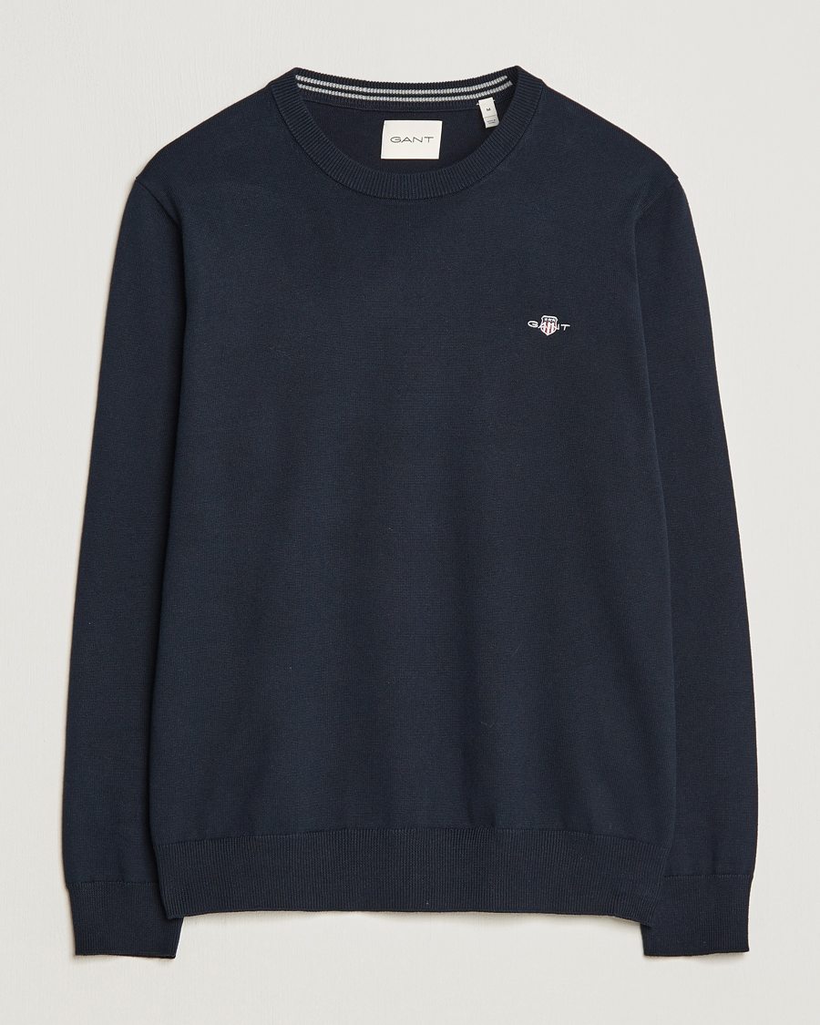Herren | Pullover | Gant | Classic Cotton Crew Neck Evening Blue