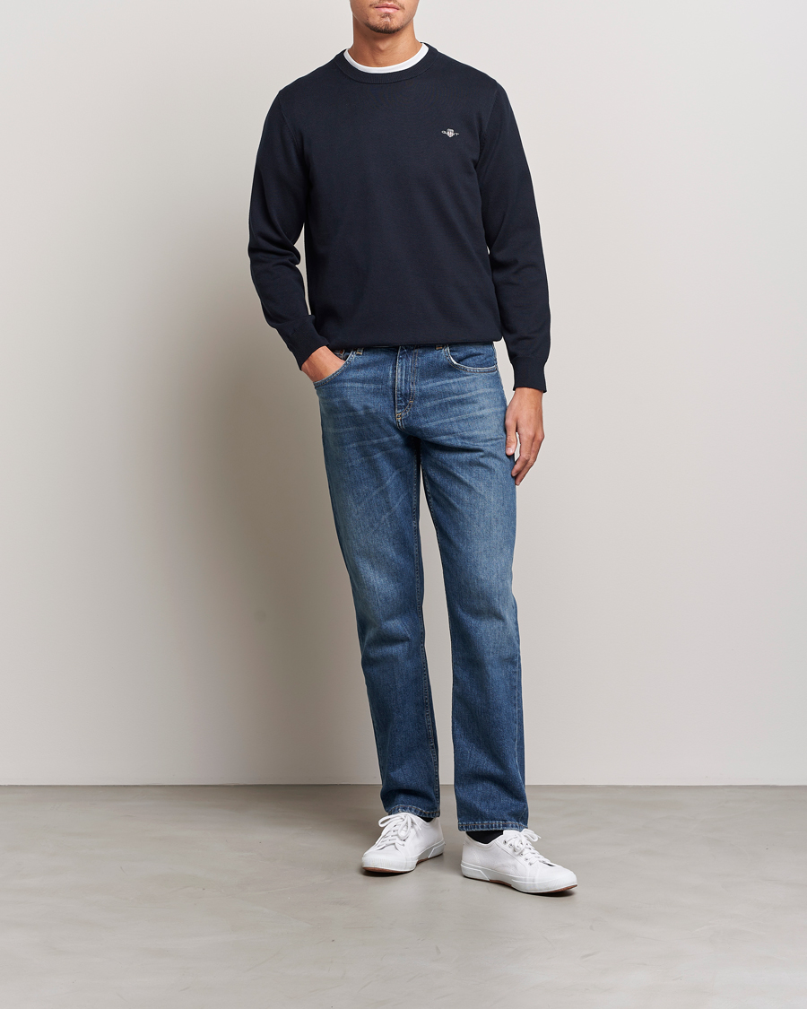 Herren | Pullover | GANT | Classic Cotton Crew Neck Evening Blue