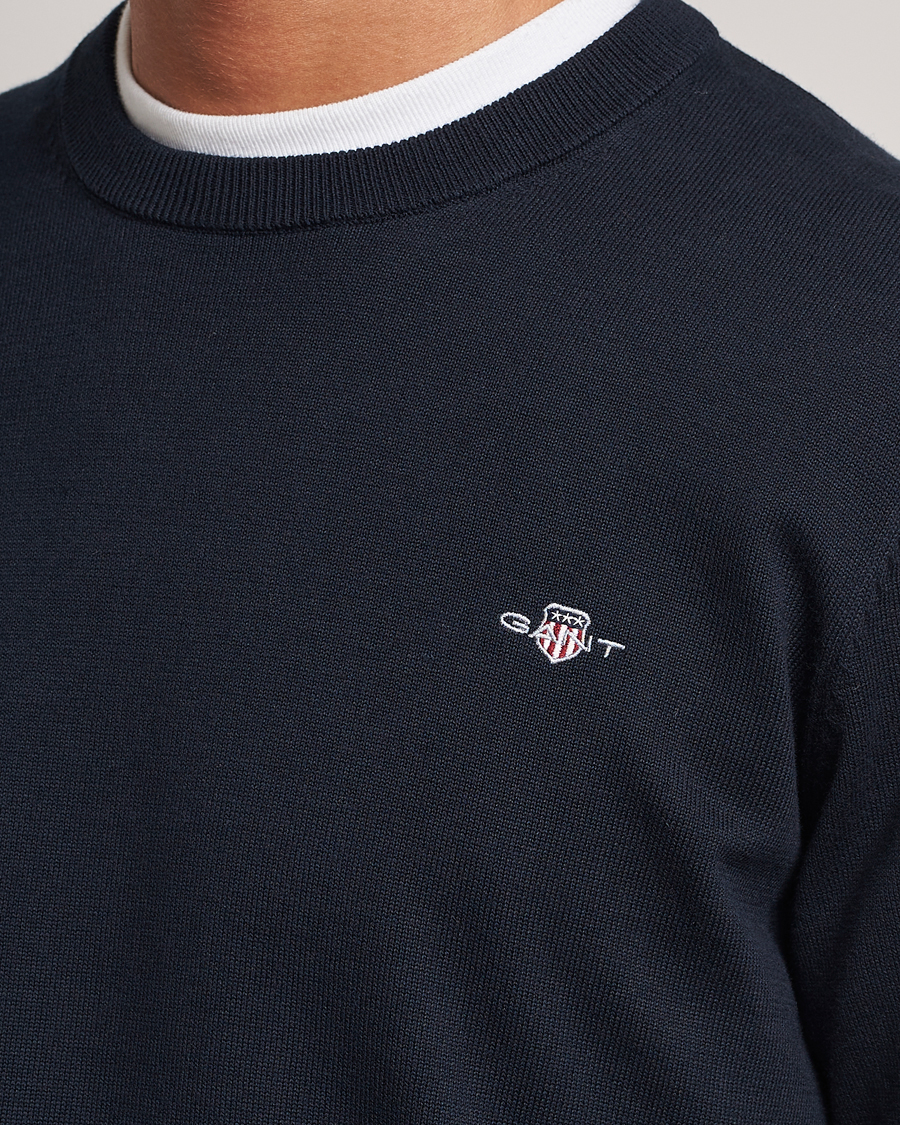 Herren | Pullover | Gant | Classic Cotton Crew Neck Evening Blue