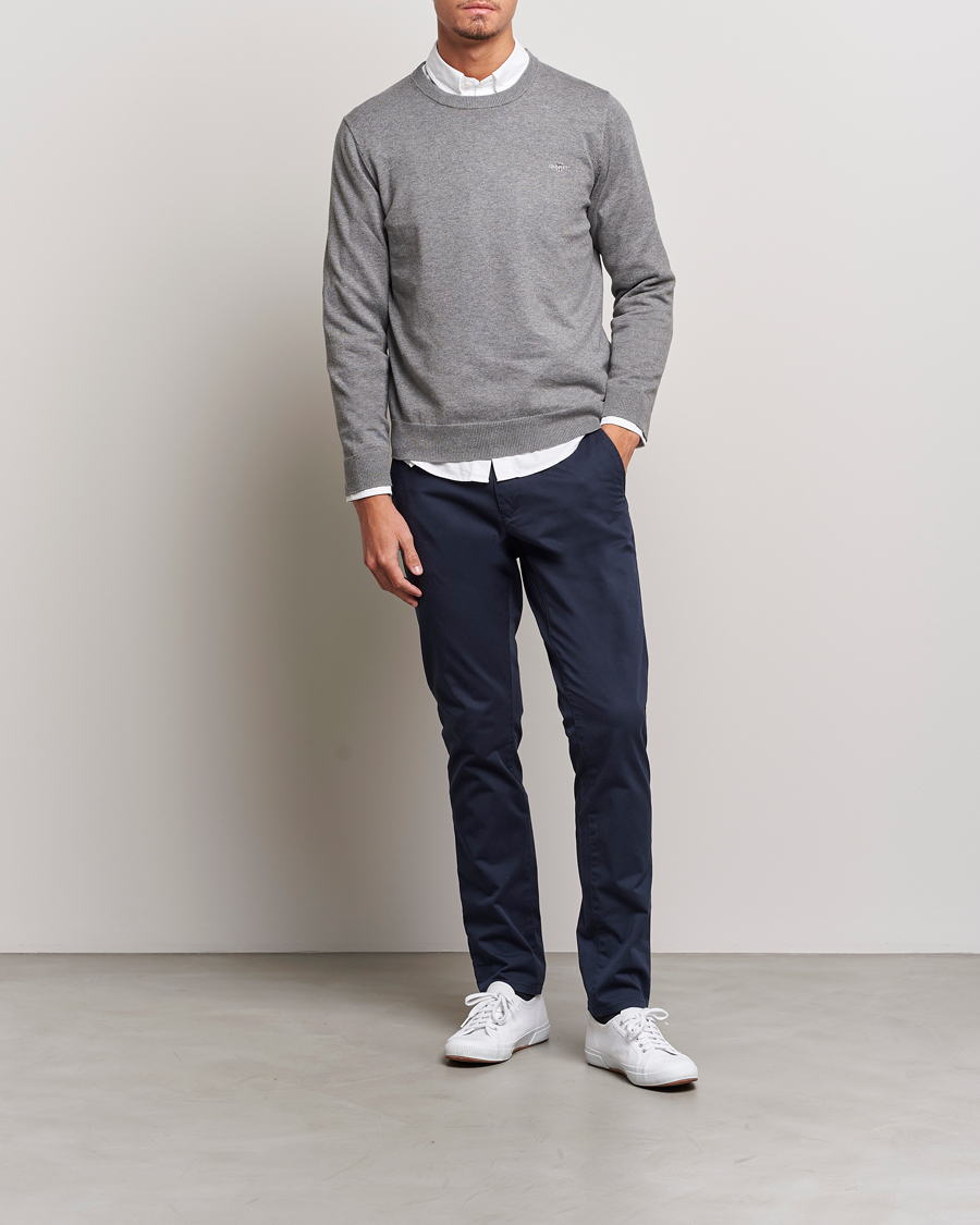 Herren | Pullover | Gant | Classic Cotton Crew Neck Dark Grey Melange