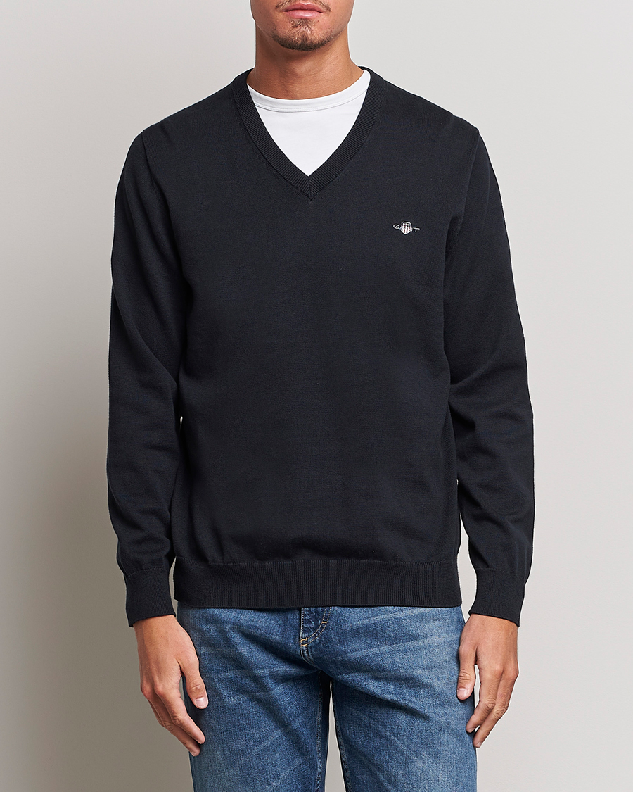 Herren | Pullover | Gant | Classic Cotton V-Neck Black