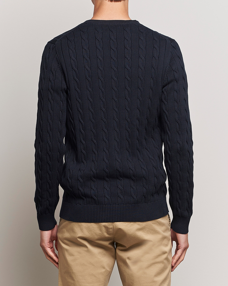 Herren | Pullover | GANT | Cotton Cable Crew Neck Pullover Evening Blue