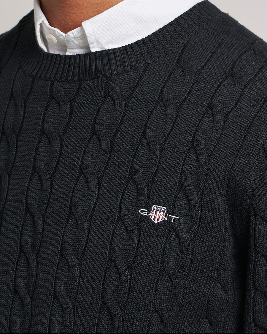 Herren | Pullover | GANT | Cotton Cable Crew Neck Pullover Black