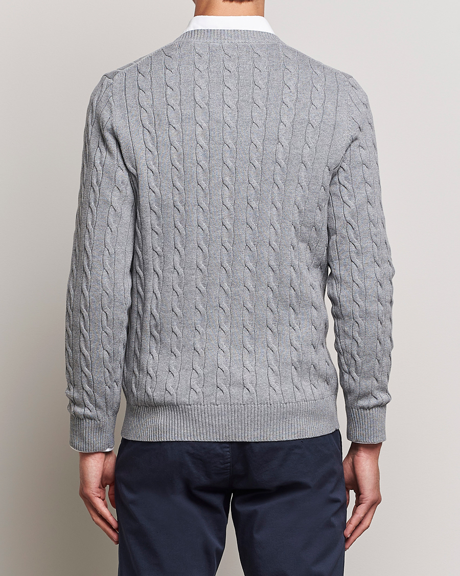 Herren | Pullover | GANT | Cotton Cable Crew Neck Pullover Grey Melange