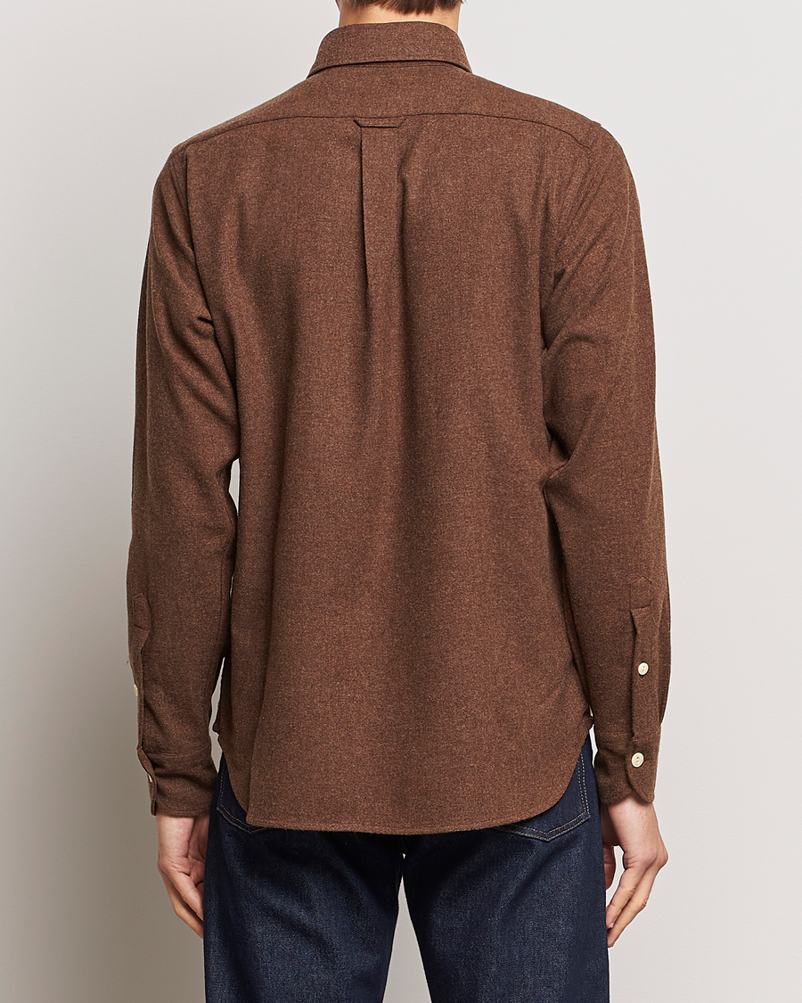 Herren | Hemden | Drake's | Merino Wool Work Shirt Brown