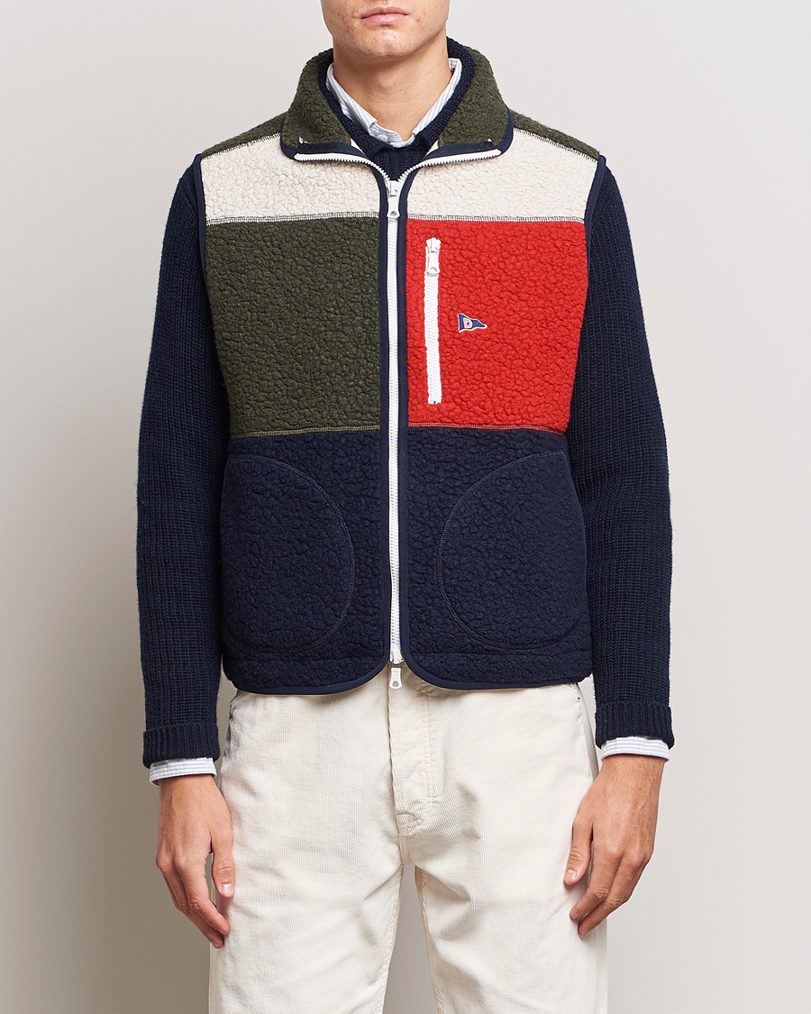 Herren |  | Drake's | Colourblock Boucle Zip Fleece Vest Multi