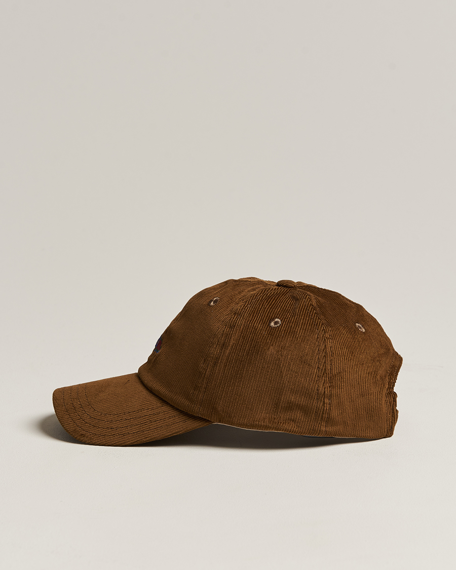 Herren | Drake's D Flag Logo Cord Baseball Cap Brown | Drake's | D Flag Logo Cord Baseball Cap Brown