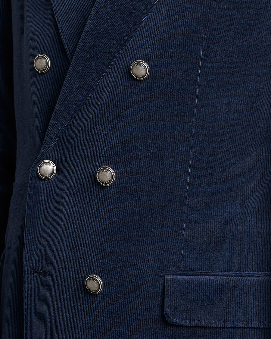 Herren | Sakkos | Brunello Cucinelli | Double Breasted Corduroy Blazer Royal Blue