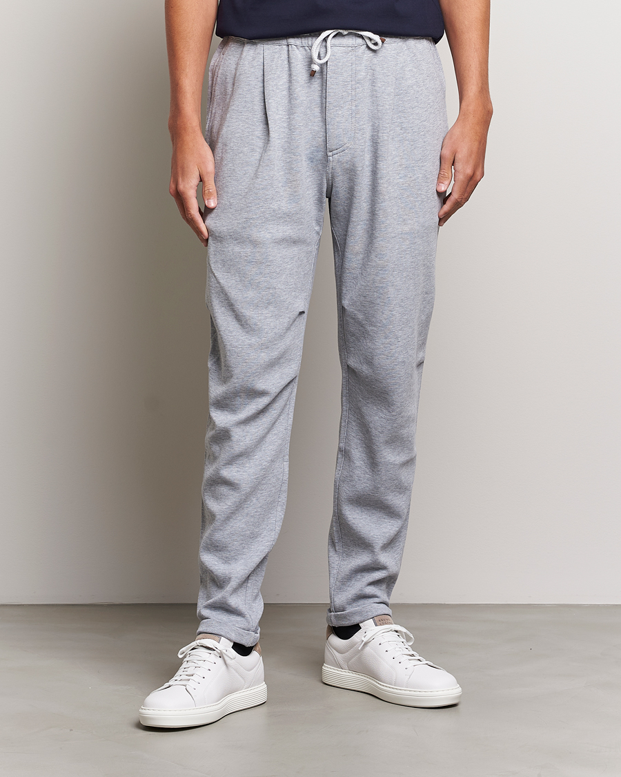 Herren | Brunello Cucinelli | Brunello Cucinelli | Pleated Soft Sweatpants Grey Melange