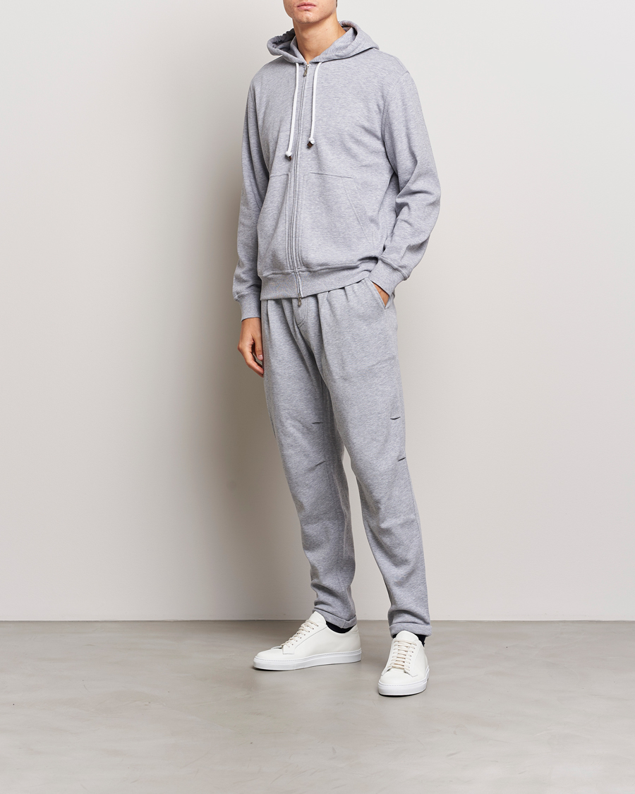 Herren | Pullover | Brunello Cucinelli | Full Zip Hooded Sweater Grey Melange