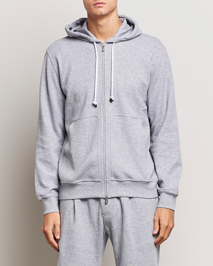 Herren | Pullover | Brunello Cucinelli | Full Zip Hooded Sweater Grey Melange