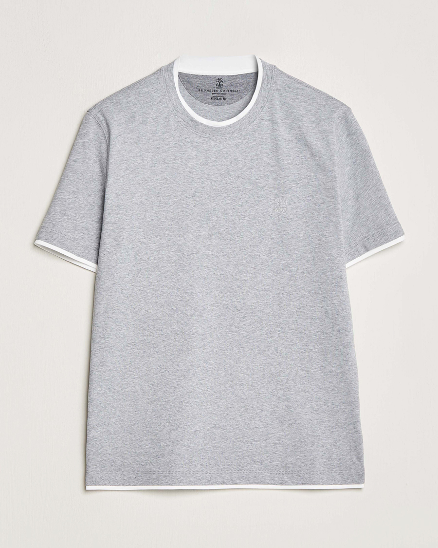 Herren | Brunello Cucinelli | Brunello Cucinelli | Short Sleeve Logo T-Shirt Light Grey
