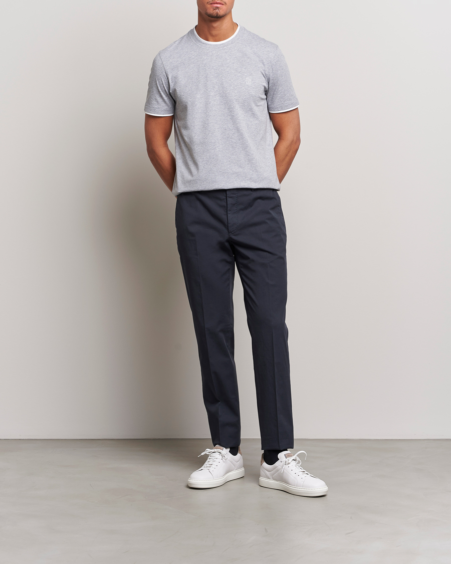 Herren | T-Shirts | Brunello Cucinelli | Short Sleeve Logo T-Shirt Light Grey