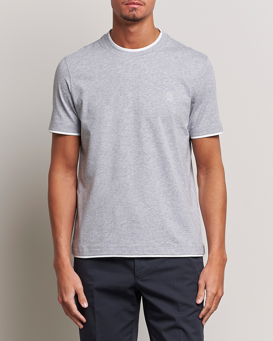 Herren | Brunello Cucinelli | Brunello Cucinelli | Short Sleeve Logo T-Shirt Light Grey
