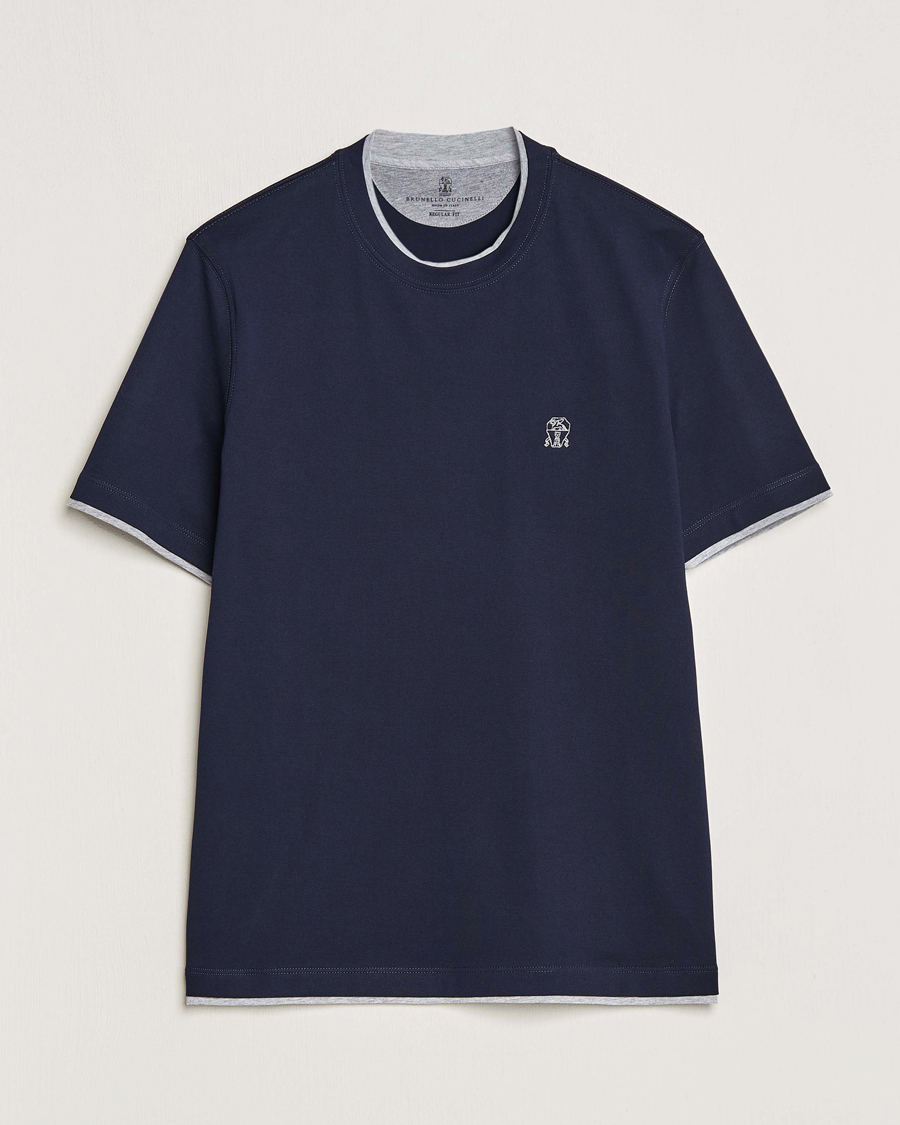 Herren | Brunello Cucinelli | Brunello Cucinelli | Short Sleeve Logo T-Shirt Navy