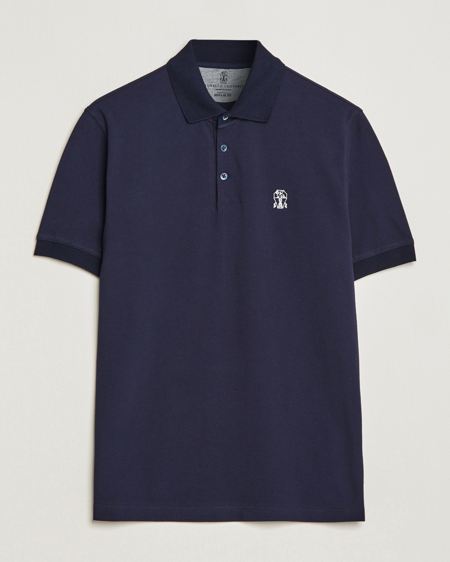 Herren | Kurzarm-Poloshirts | Brunello Cucinelli | Short Sleeve Logo Polo Dark Blue