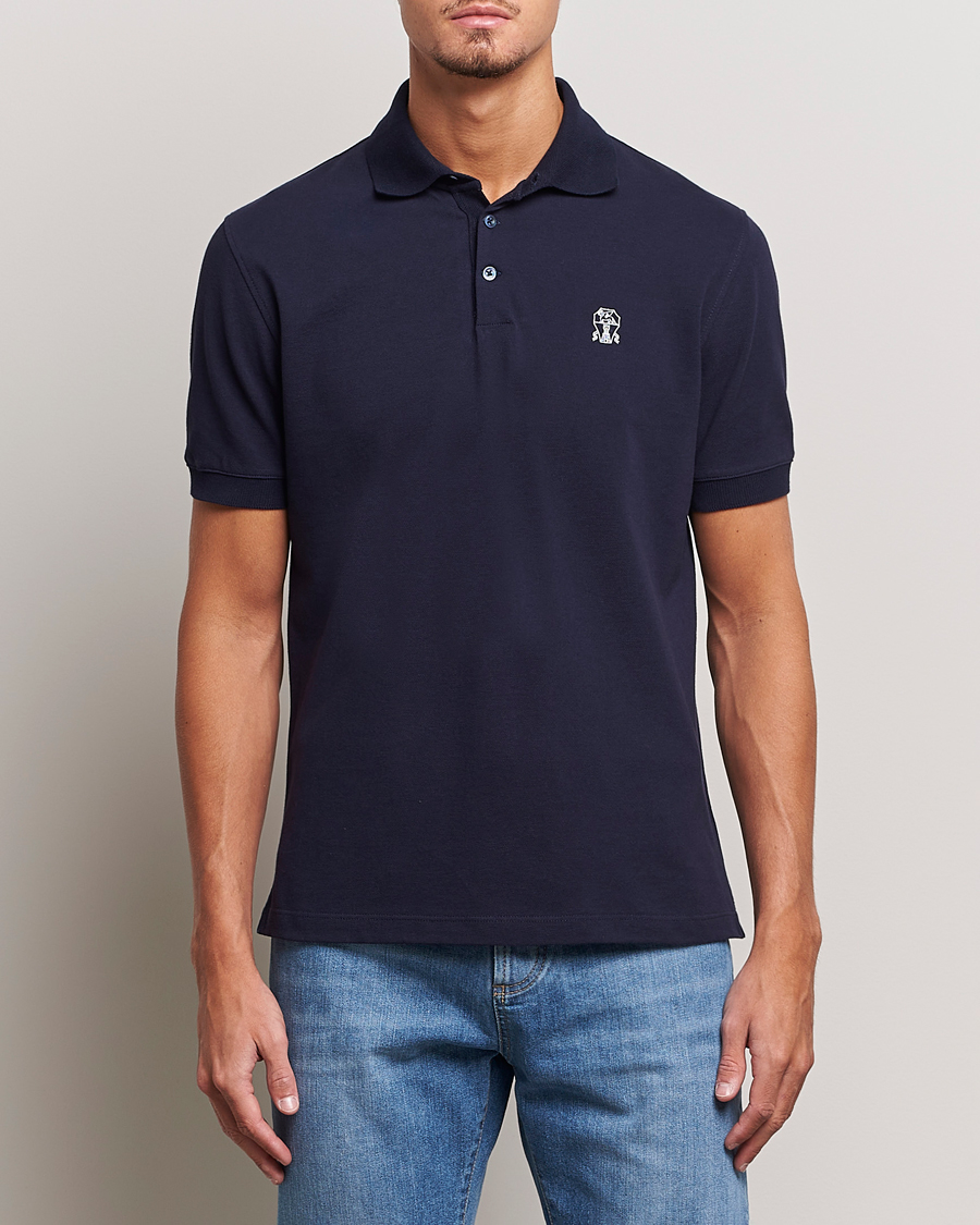 Herren | Kurzarm-Poloshirts | Brunello Cucinelli | Short Sleeve Logo Polo Dark Blue