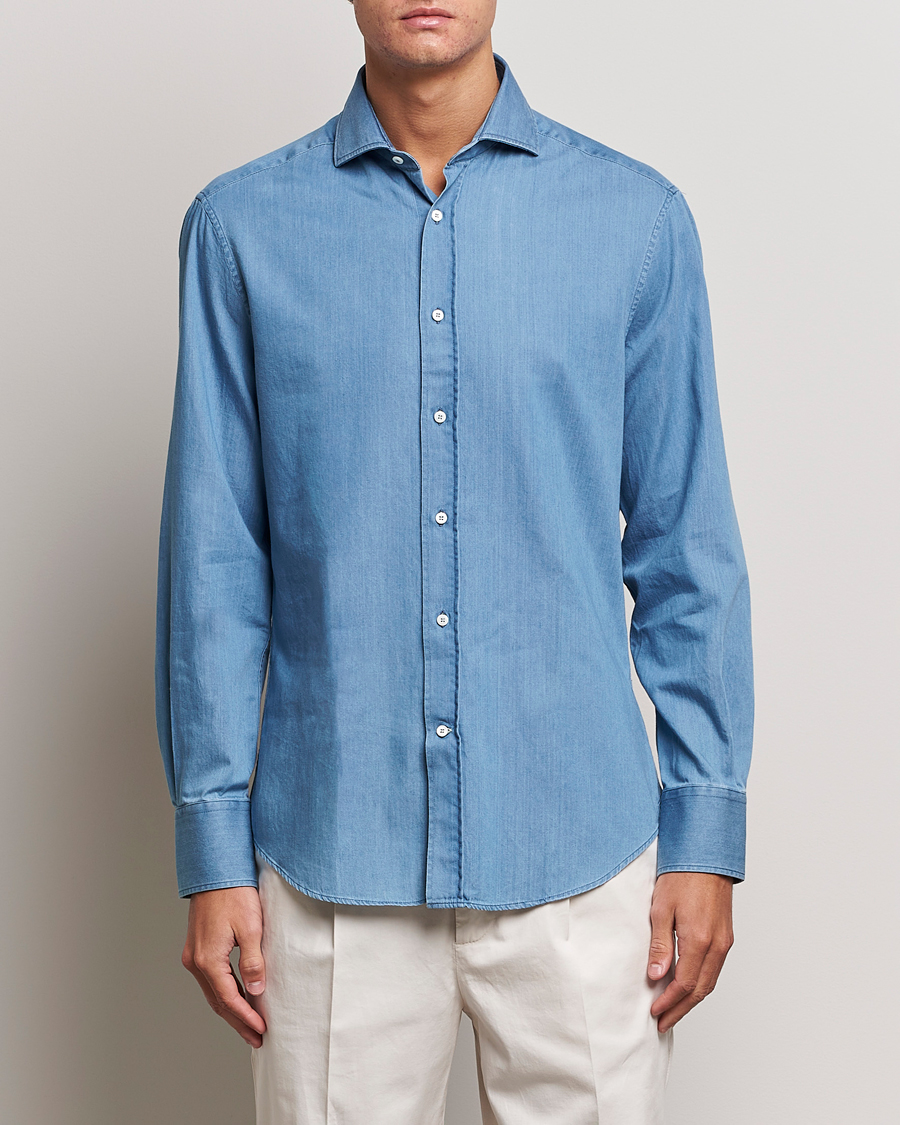 Herren |  | Brunello Cucinelli | Slim Fit Denim Shirt Indigo Blue