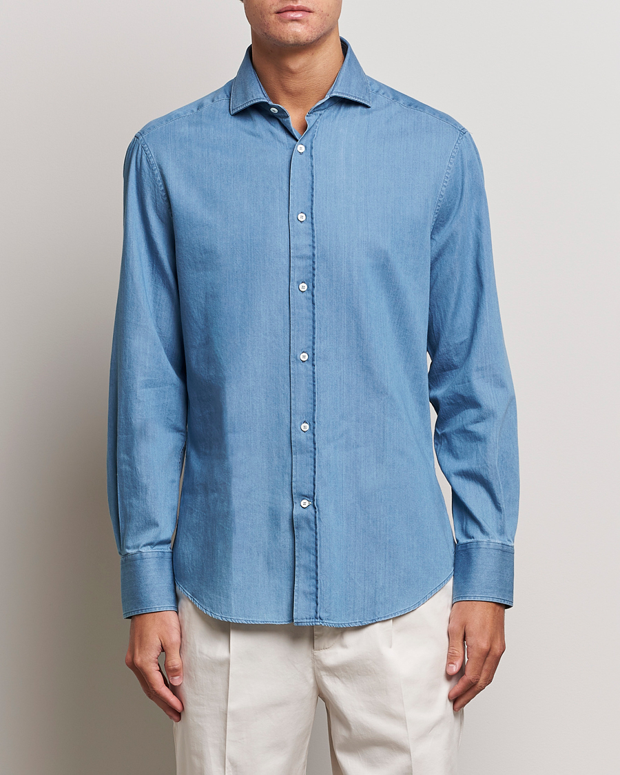 Herren | Hemden | Brunello Cucinelli | Slim Fit Denim Shirt Indigo Blue