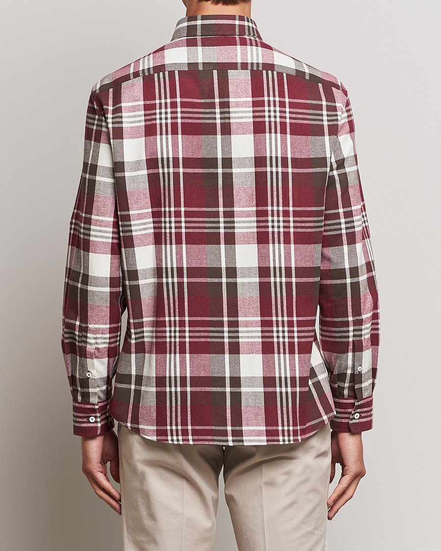 Herren | Hemden | Brunello Cucinelli | Slim Fit Button Down Madras Shirt Burgundy