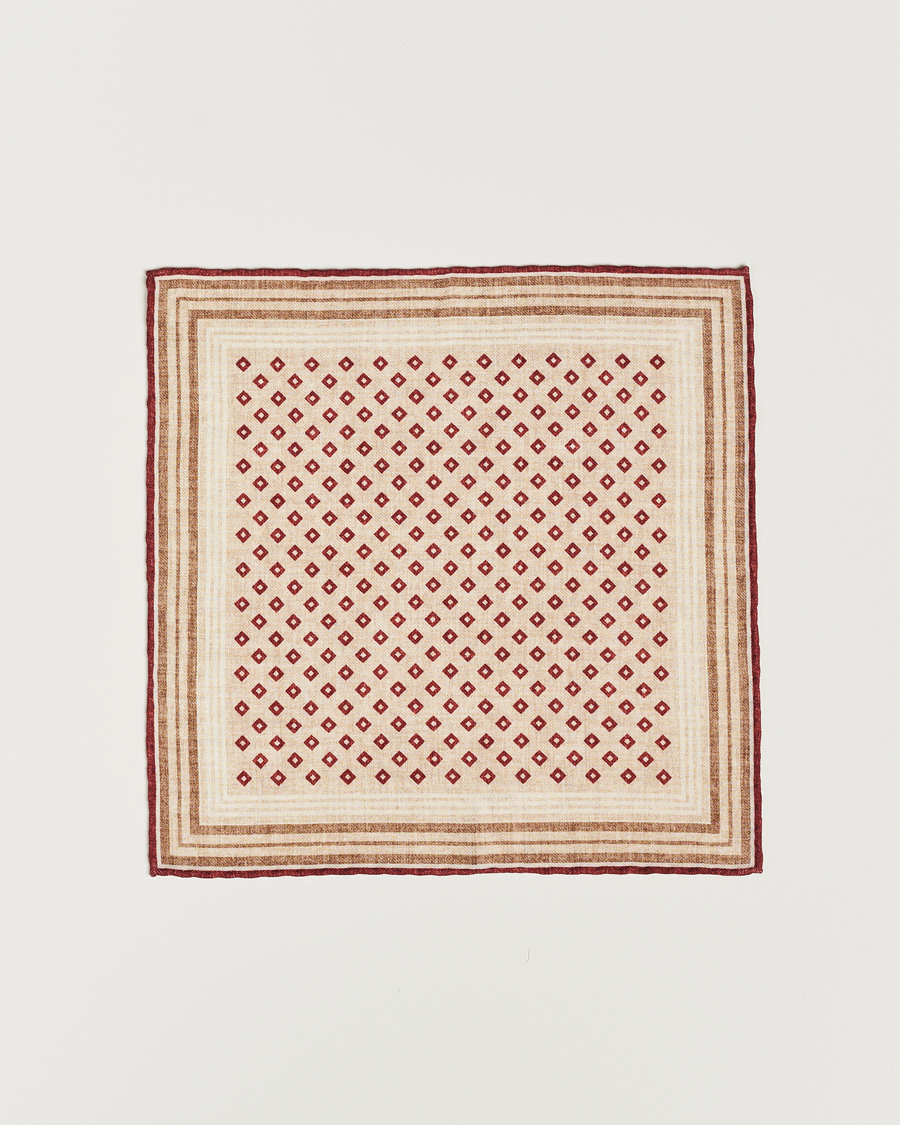 Herren | Brunello Cucinelli Wool Pocket Square Burgundy/Beige | Brunello Cucinelli | Wool Pocket Square Burgundy/Beige