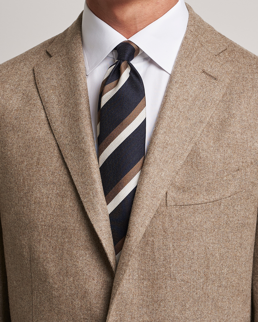 Herren |  | Brunello Cucinelli | Regimental Stripe Tie Navy/Grey