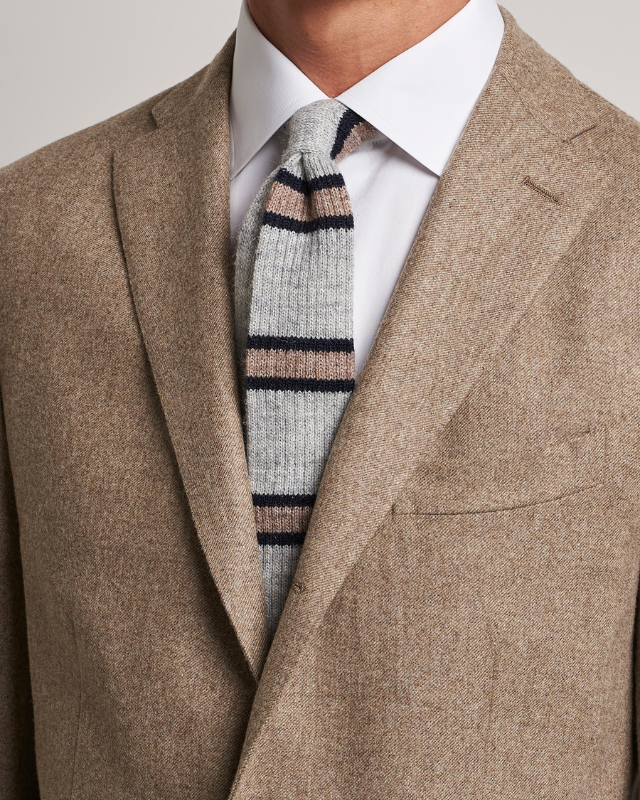 Herren | | Brunello Cucinelli | Stripe Knit Tie Grey/Navy