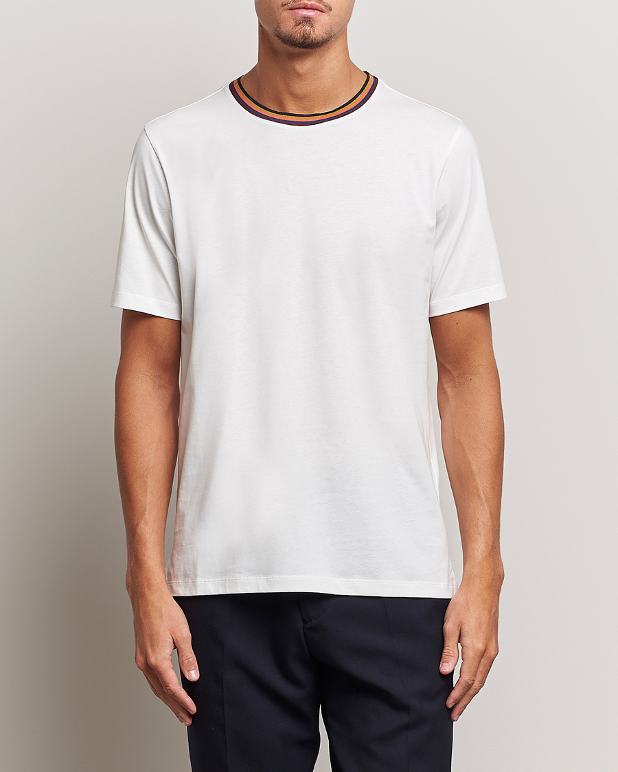 Herren | T-Shirts | Paul Smith | Stripe Rib Crew Neck T-Shirt White