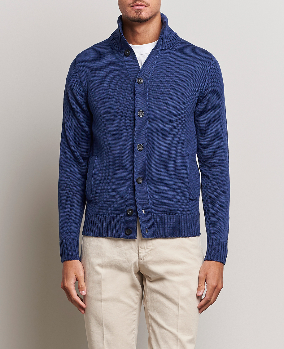 Herren | Pullover | Zanone | Virgin Merino Wool Chioto Cardigan Royal Blue