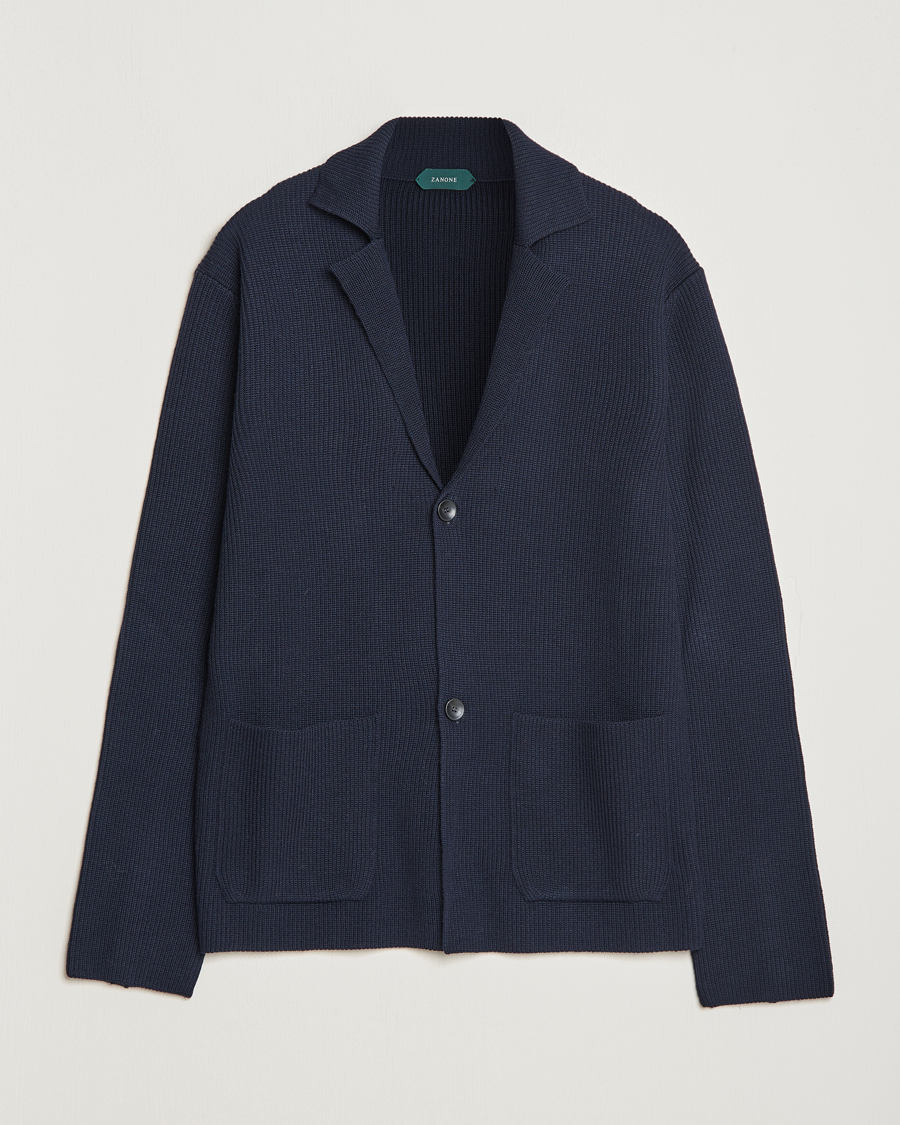Herren | Pullover | Zanone | Merino Wool Cardigan Jacket Navy