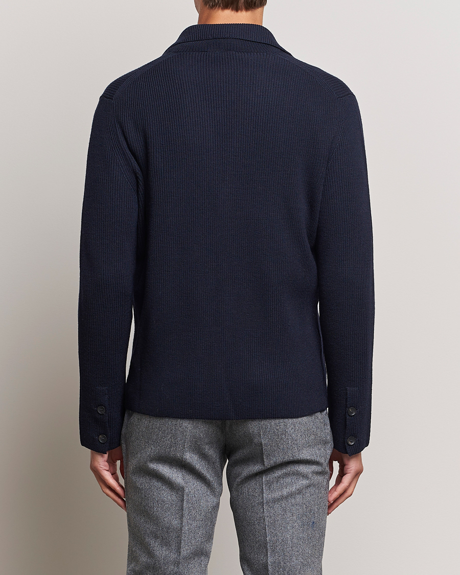 Herren | Pullover | Zanone | Merino Wool Cardigan Jacket Navy