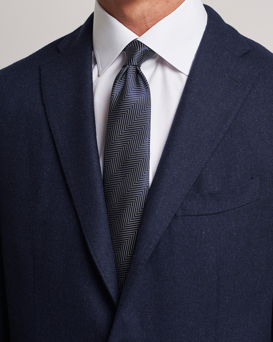 Herren | Giorgio Armani | Giorgio Armani | Chevron Silk Tie Navy