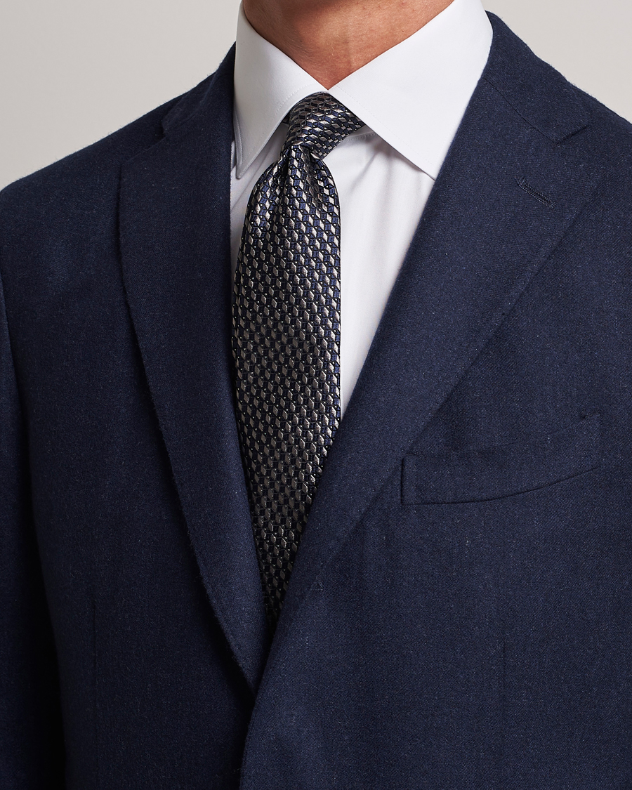 Herren |  | Giorgio Armani | Jacquard Silk Tie Navy/Grey