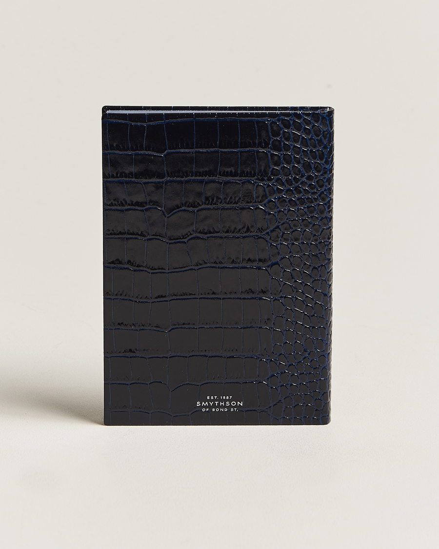 Men | Notebooks | Smythson | Mara Leather Notebook Navy