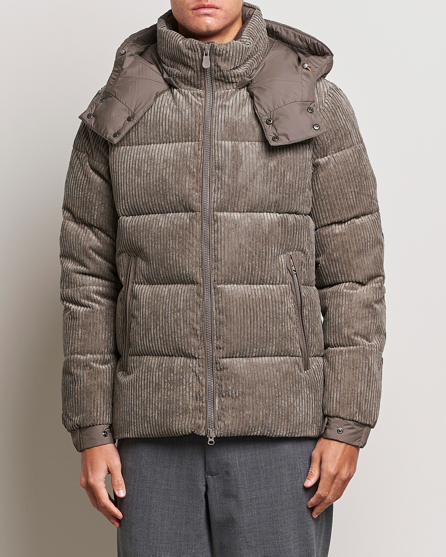 Herren |  | Save The Duck | Albus Cord Padded Puffer Jacket Mud Grey