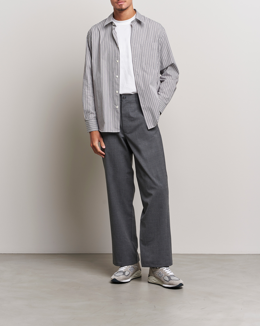Sunflower Wide Twist Wool Trousers Grey Melange bei Care of Carl