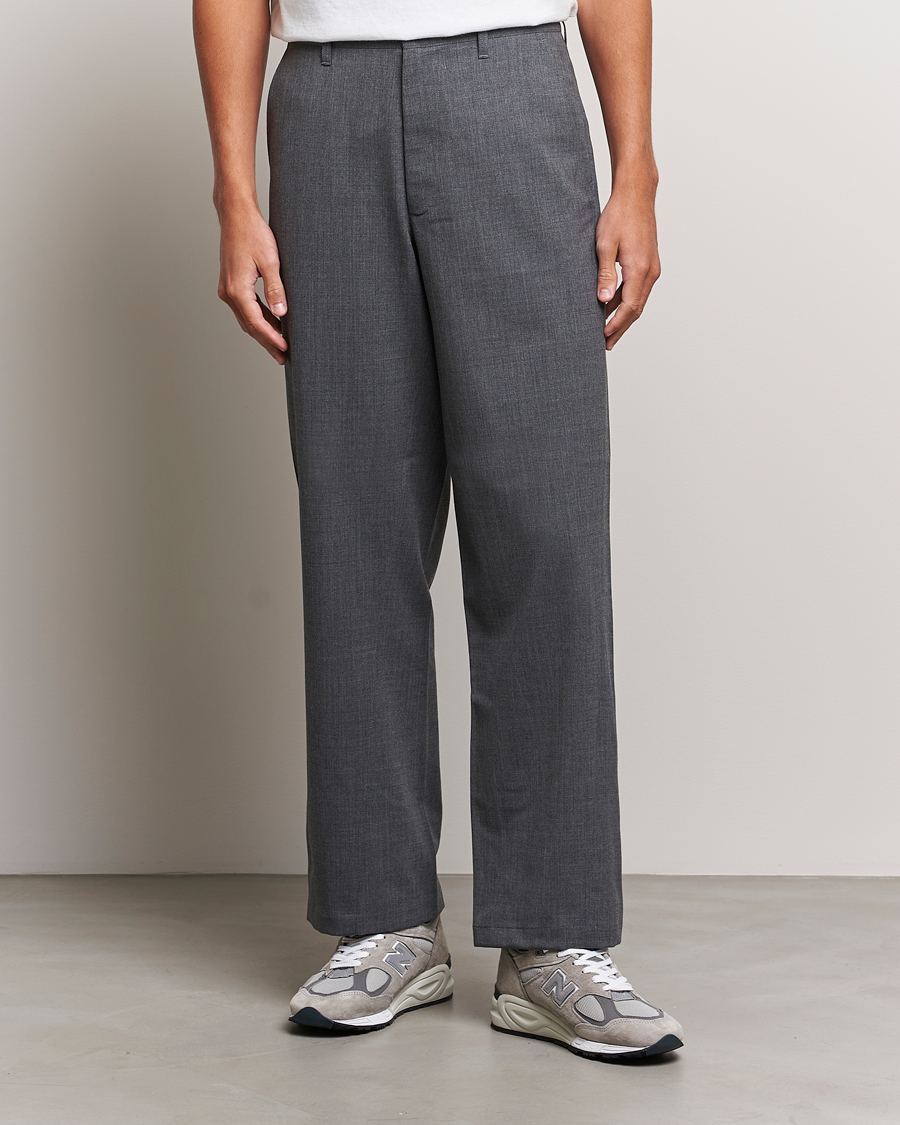 Herren | | Sunflower | Wide Twist Wool Trousers Grey Melange