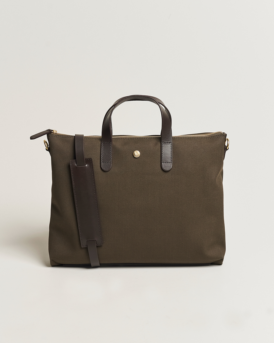 Herren | Taschen | Mismo | M/S Canvas Slim Brief Army/Dark Brown