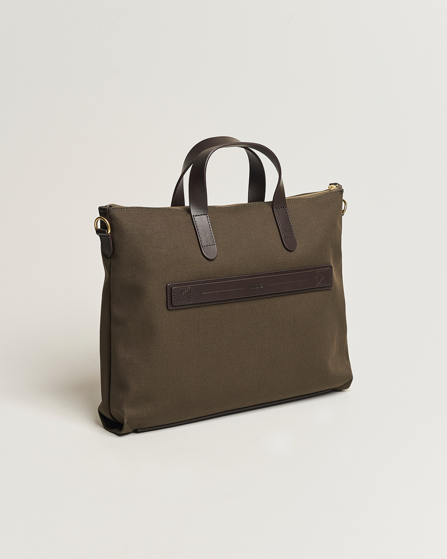 Herren | Taschen | Mismo | M/S Canvas Slim Brief Army/Dark Brown