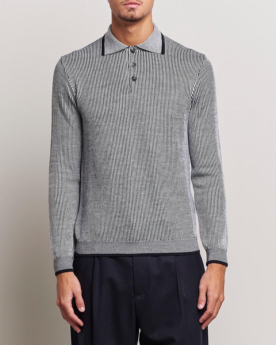 Herren | Giorgio Armani | Giorgio Armani | English Rib Knitted Polo Shirt Navy/White