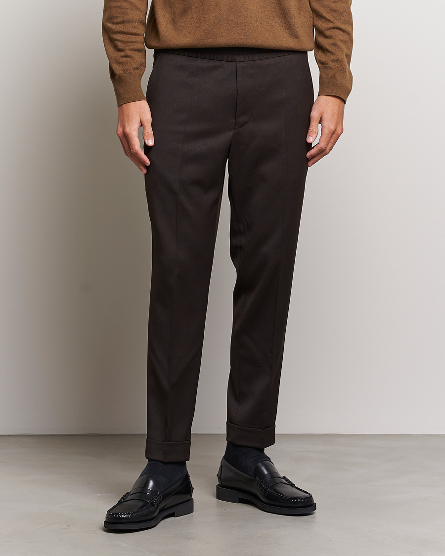 Herren | Drawstring-Hosen | Filippa K | Terry Wool Trousers Dark Brown